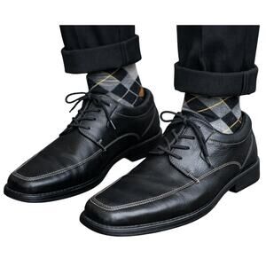 NORDSTROM Black Leather Square Toe Oxford Dress Shoe Men 13 LaceUp Business Work